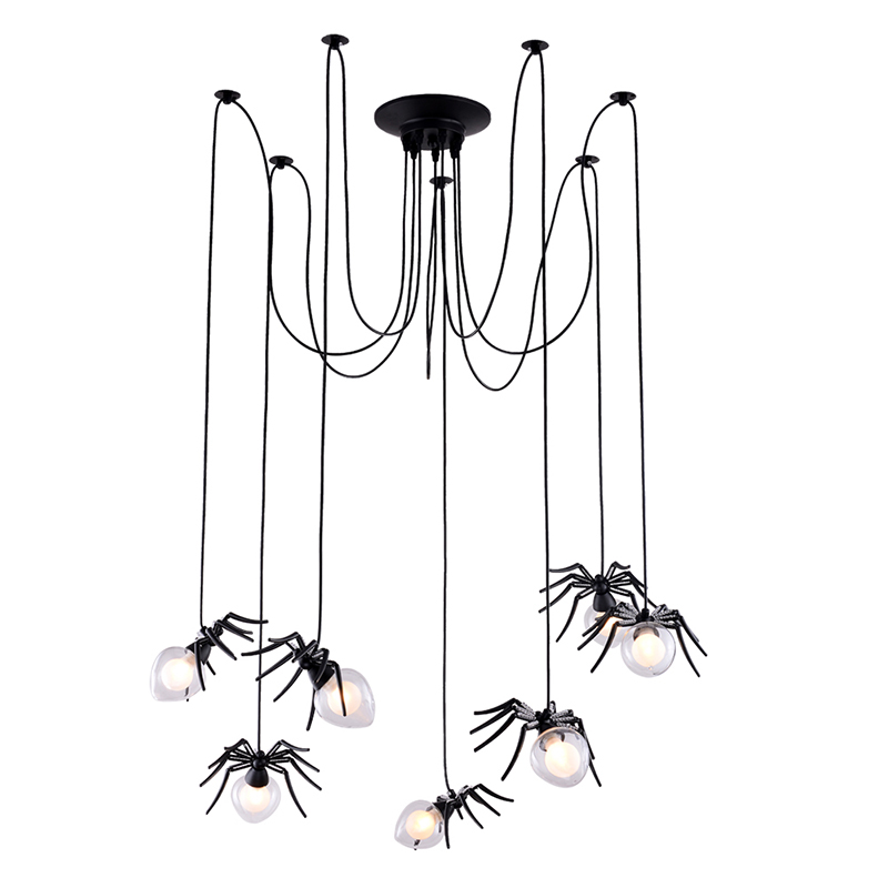 Люстра черная Паук Spiders lamp 7 Черный Прозрачный Люстра черная Паук Spiders lamp 7 Черный Прозрачный в Костроме | Loft Concept