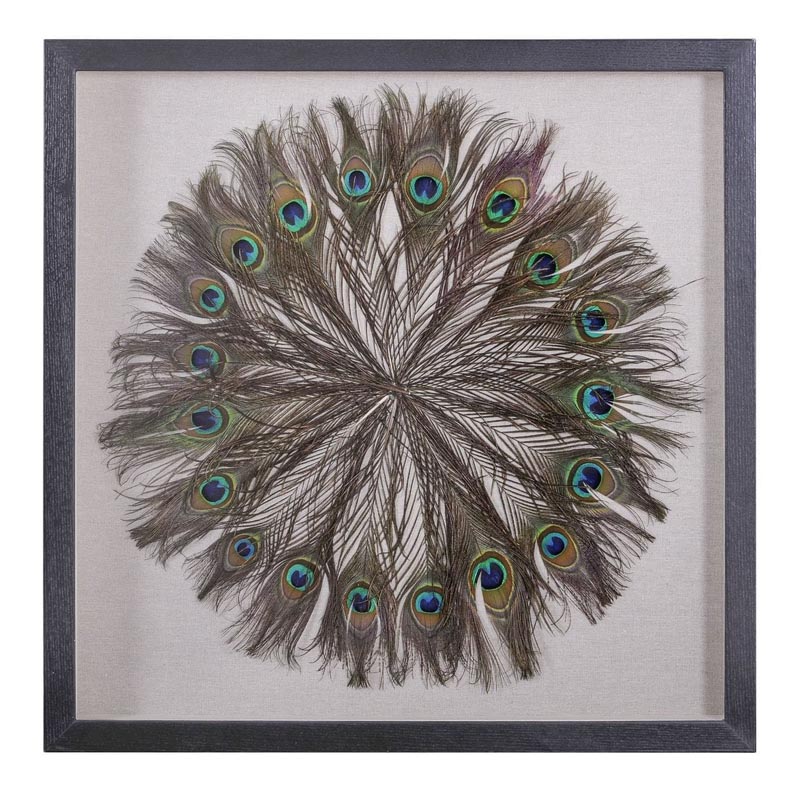 Панно Peacock Feather Circle Коричневый Черный Кремовый Панно Peacock Feather Circle Коричневый Черный Кремовый в Костроме | Loft Concept