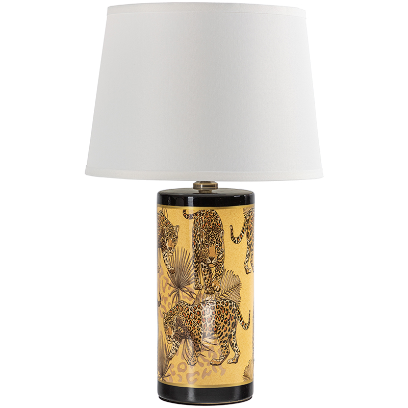 Настольная лампа с абажуром Leopard Lampshade Yellow White Желтый Белый Черный Настольная лампа с абажуром Leopard Lampshade Yellow White Желтый Белый Черный в Костроме | Loft Concept