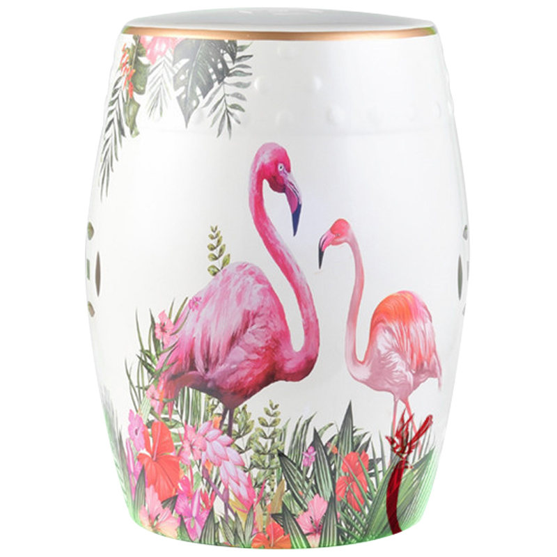 Керамический табурет Flamingo Tropical Animal Ceramic Stool White Белый Розовый Зеленый Керамический табурет Flamingo Tropical Animal Ceramic Stool White Белый Розовый Зеленый в Костроме | Loft Concept