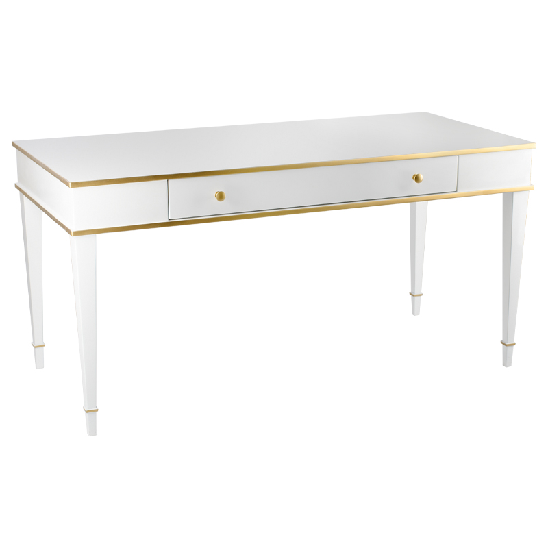 Письменный стол Kelly Desk Белый Белый Золотой Письменный стол Kelly Desk Белый Белый Золотой в Костроме | Loft Concept
