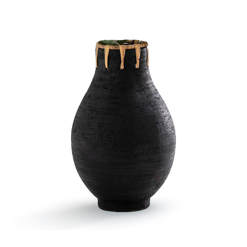 Ваза Ceramic Vase & Rattan D20 Черный Ваза Ceramic Vase & Rattan D20 Черный в Костроме | Loft Concept