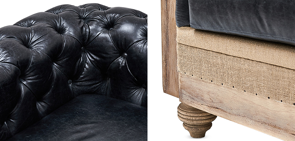 Диван Deconstructed Chesterfield Sofa double Black leather Диван Deconstructed Chesterfield Sofa double Black leather - Loft-Concept в Костроме