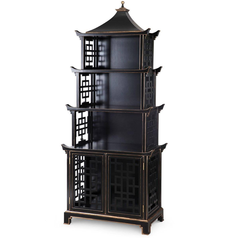 Стеллаж Черная Пагода Bungalow 5 Pagoda Black Wood Винтажный черный Стеллаж Черная Пагода Bungalow 5 Pagoda Black Wood Винтажный черный в Костроме | Loft Concept