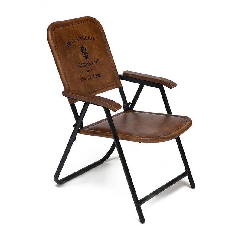 Складной кожаный стул Industrial Folding buffalo leather chair Коричневый Черный Складной кожаный стул Industrial Folding buffalo leather chair Коричневый Черный в Костроме | Loft Concept