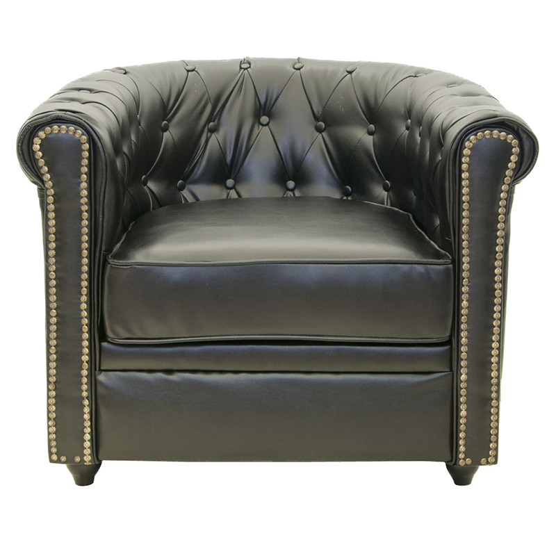 Кресло кожаное с мягкими подлокотниками на 4-х деревянных ножках Logan Leather Armchair black 2 Черный Кресло кожаное с мягкими подлокотниками на 4-х деревянных ножках Logan Leather Armchair black 2 Черный в Костроме | Loft Concept