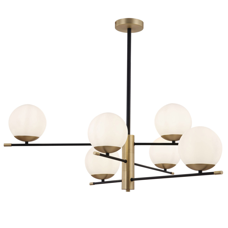 Светильник Spike Six Balls Hanging Lamp матовое золото Прозрачный белый Светильник Spike Six Balls Hanging Lamp матовое золото Прозрачный белый в Костроме | Loft Concept