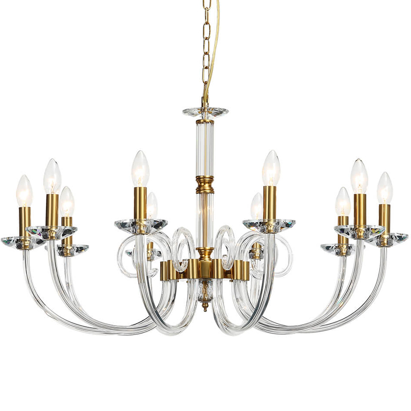Люстра Twisted Glass Candles Chandelier 10 Золотой Прозрачное Стекло Люстра Twisted Glass Candles Chandelier 10 Золотой Прозрачное Стекло в Костроме | Loft Concept