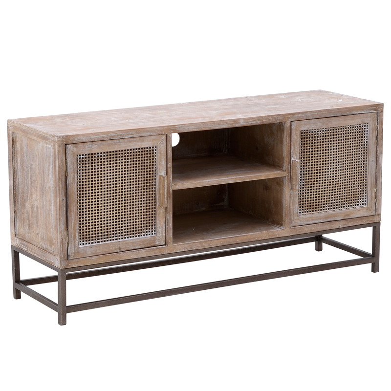 Тумба Rosita Wood tv stand Бежево-серый Металлик винтаж Тумба Rosita Wood tv stand Бежево-серый Металлик винтаж в Костроме | Loft Concept