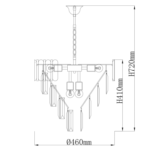 Люстра из черного металла с многоярусными подвесками из прозрачного хрусталя на золотой цепи Empire Black Chandelier Crystal в Костроме