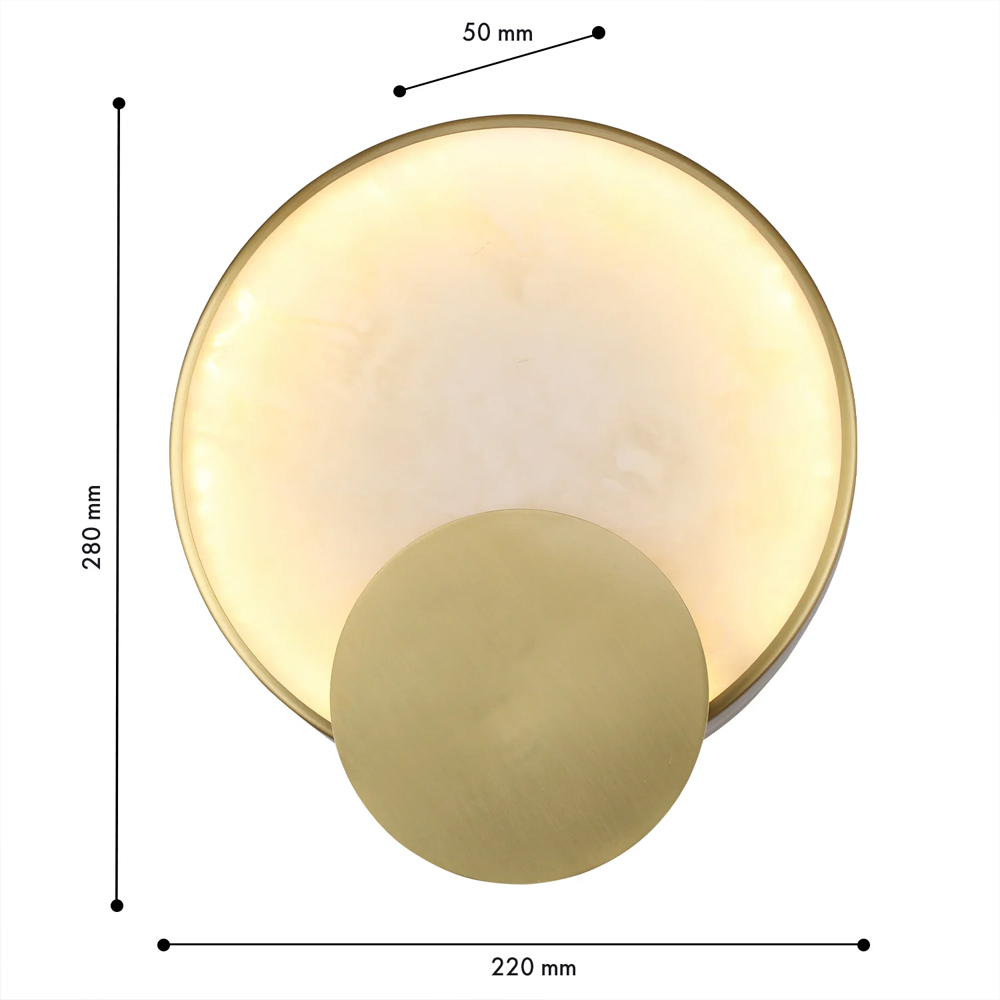 Бра в форме диска из бежевого алебастра Cryptocrystalline Stone в Костроме