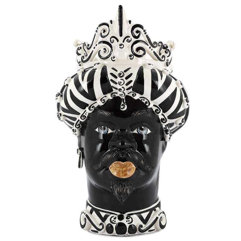 Ваза VASE MORO MAN MEDIUM zebra Черный Белый Ваза VASE MORO MAN MEDIUM zebra Черный Белый в Костроме | Loft Concept