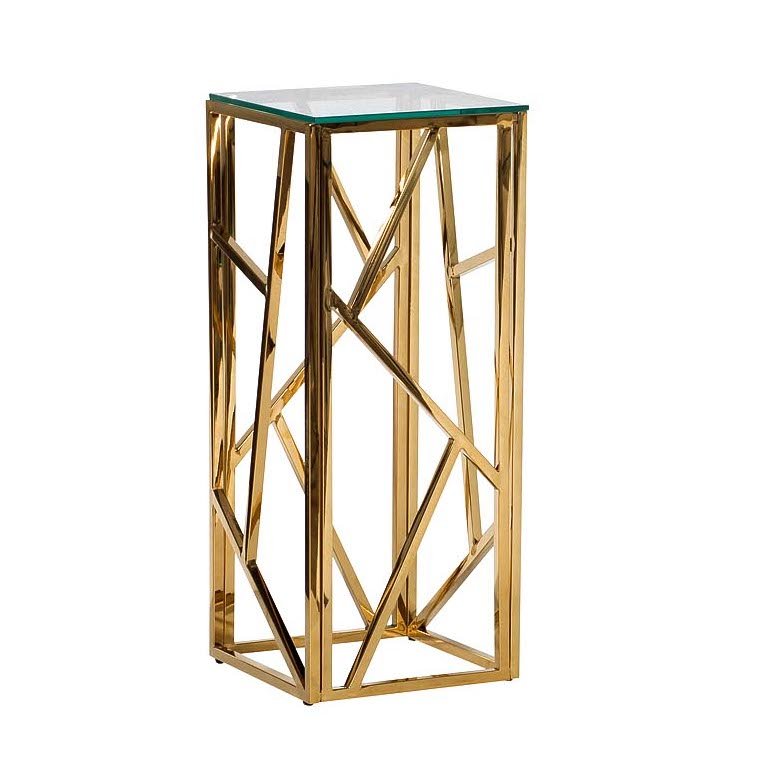 Подставка Serene Furnishing Gold Clear Glass Top stand Прозрачное Стекло Золотой Подставка Serene Furnishing Gold Clear Glass Top stand Прозрачное Стекло Золотой в Костроме | Loft Concept