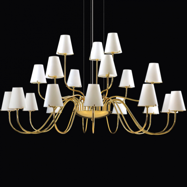 Люстра Imperial Chandelier 21 Глянцевое золото Белый Люстра Imperial Chandelier 21 Глянцевое золото Белый в Костроме | Loft Concept