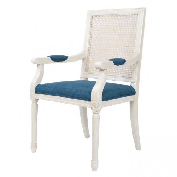 Стул French chairs Provence Garden White ArmChair Белый Темно-синий Стул French chairs Provence Garden White ArmChair Белый Темно-синий в Костроме | Loft Concept
