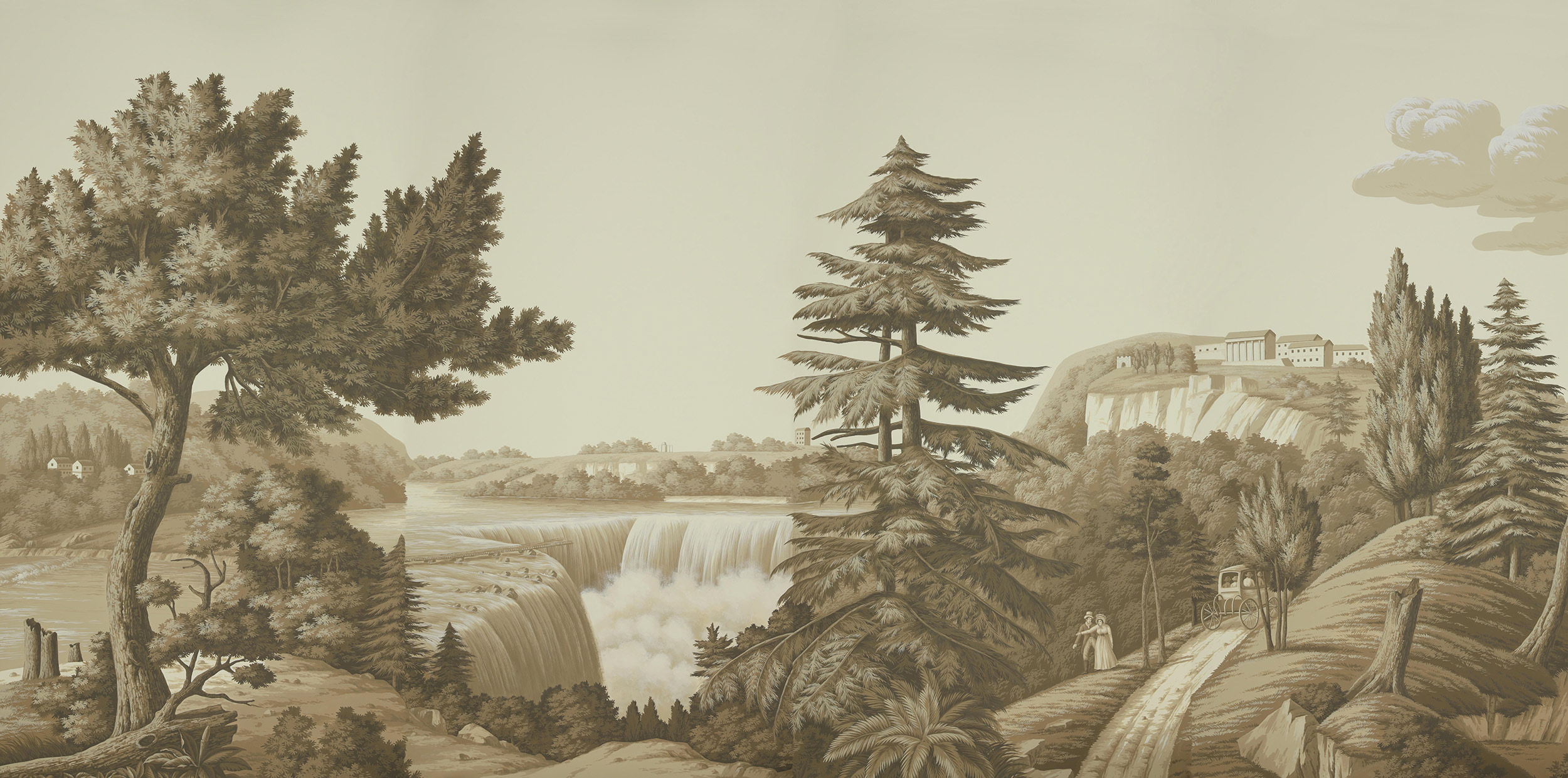 Обои ручная роспись North American River Views Sepia on scenic paper Обои ручная роспись North American River Views Sepia on scenic paper - постер Loft-Concept в Костроме