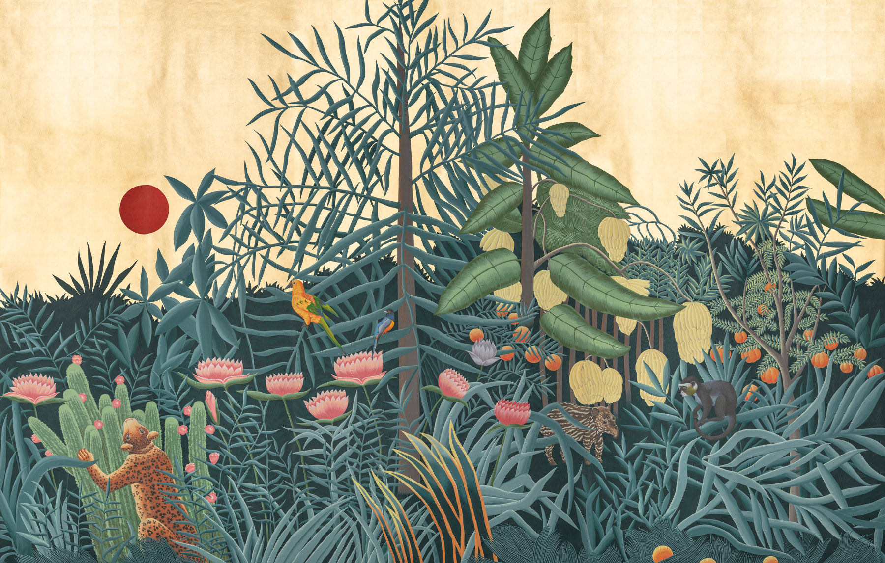 Обои ручная роспись Rousseau Rousseau on Deep Rich Gold gilded paper Обои ручная роспись Rousseau Rousseau on Deep Rich Gold gilded paper - постер Loft-Concept в Костроме