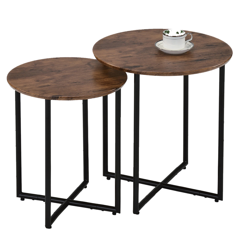 Комплект приставных столов Thomasin Duo Side Table Черный Коричневый Комплект приставных столов Thomasin Duo Side Table Черный Коричневый в Костроме | Loft Concept
