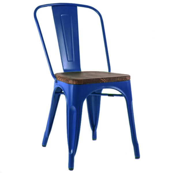 Кухонный стул Tolix Chair Wood Blue Синий Синий Коричневый Кухонный стул Tolix Chair Wood Blue Синий Синий Коричневый в Костроме | Loft Concept