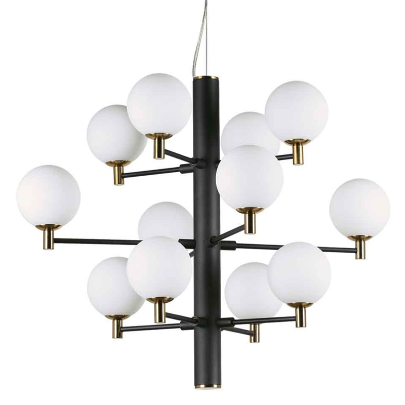 Люстра Italian Globe Abstraction Light White and Black 12 Белый Золотой Черный Люстра Italian Globe Abstraction Light White and Black 12 Белый Золотой Черный в Костроме | Loft Concept