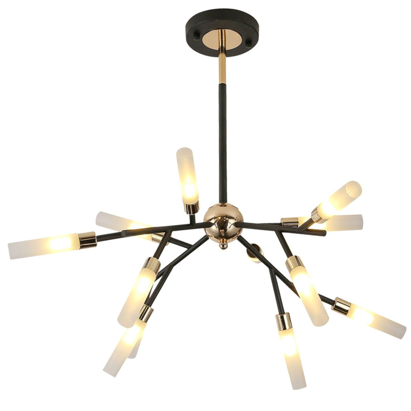 Люстра White Tube Valley Arredoluce Chandelier 12 Прозрачный белый Глянцевое золото Черный Люстра White Tube Valley Arredoluce Chandelier 12 Прозрачный белый Глянцевое золото Черный в Костроме | Loft Concept