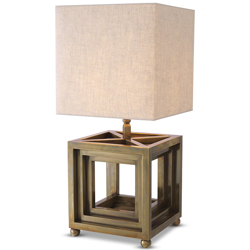 Настольная лампа Eichholtz Table Lamp Bellagio Brass Винтажная латунь Бежево-серый Настольная лампа Eichholtz Table Lamp Bellagio Brass Винтажная латунь Бежево-серый в Костроме | Loft Concept
