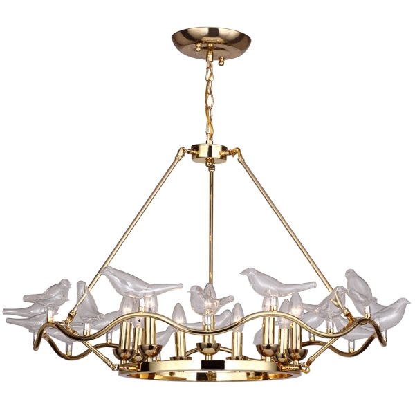 Люстра Dove Chandelier Glass Bird 9 Золотой Люстра Dove Chandelier Glass Bird 9 Золотой в Костроме | Loft Concept