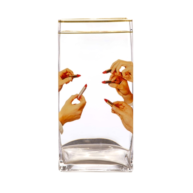 Ваза Glass vase big Lipstick Прозрачный Золотой Бежевый Ваза Glass vase big Lipstick Прозрачный Золотой Бежевый в Костроме | Loft Concept