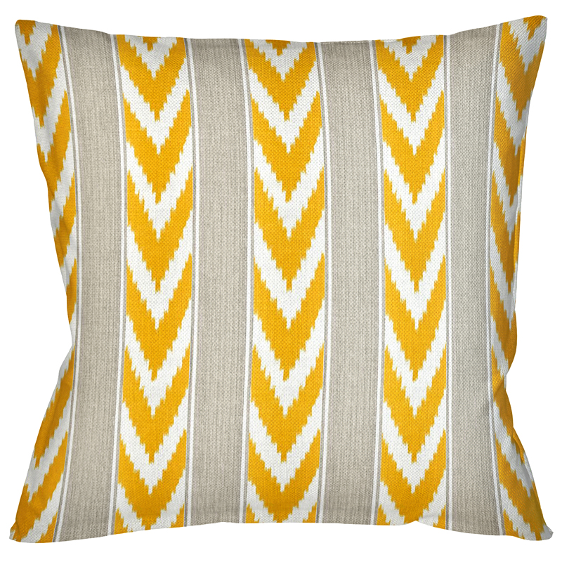 Декоративная подушка Ikat Pattern Желтая Желтый Белый Серый Декоративная подушка Ikat Pattern Желтая Желтый Белый Серый в Костроме | Loft Concept
