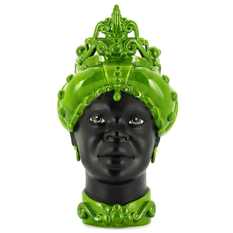 Ваза VASE MORO LADY MED. MAT Green Черный Зеленый в Костроме | Loft Concept 