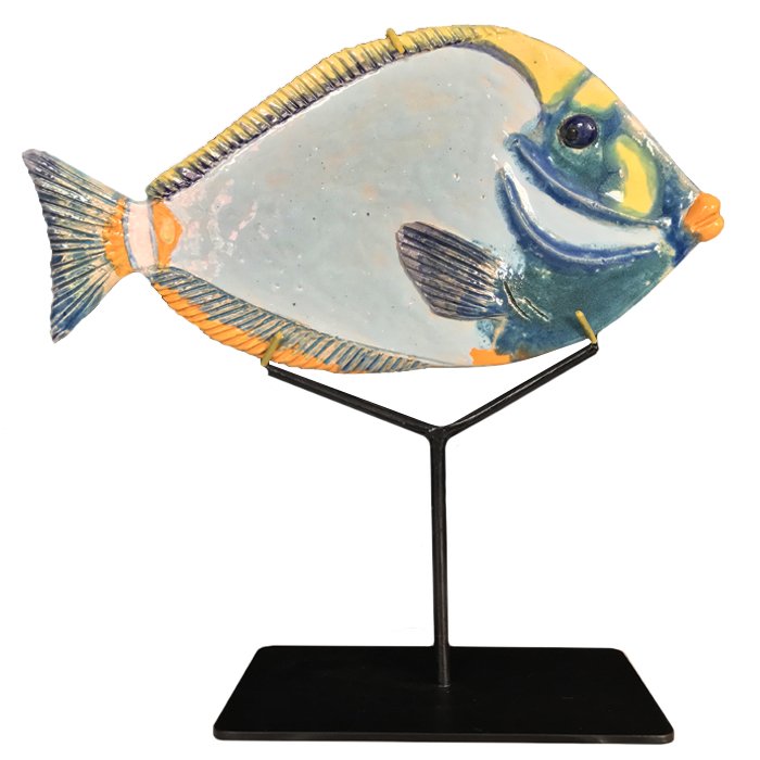 Статуэтка на подставке Tropical Fish Серый Черный Оранжевый Статуэтка на подставке Tropical Fish Серый Черный Оранжевый в Костроме | Loft Concept