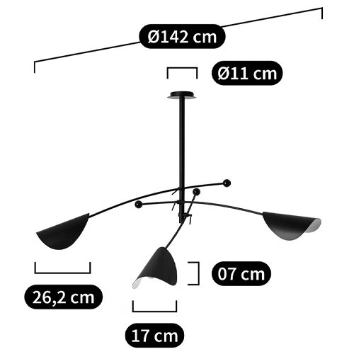 Потолочный светильник с подвижными плафонами Aracea Black Ceiling Lamp Потолочный светильник с подвижными плафонами Aracea Black Ceiling Lamp в Костроме