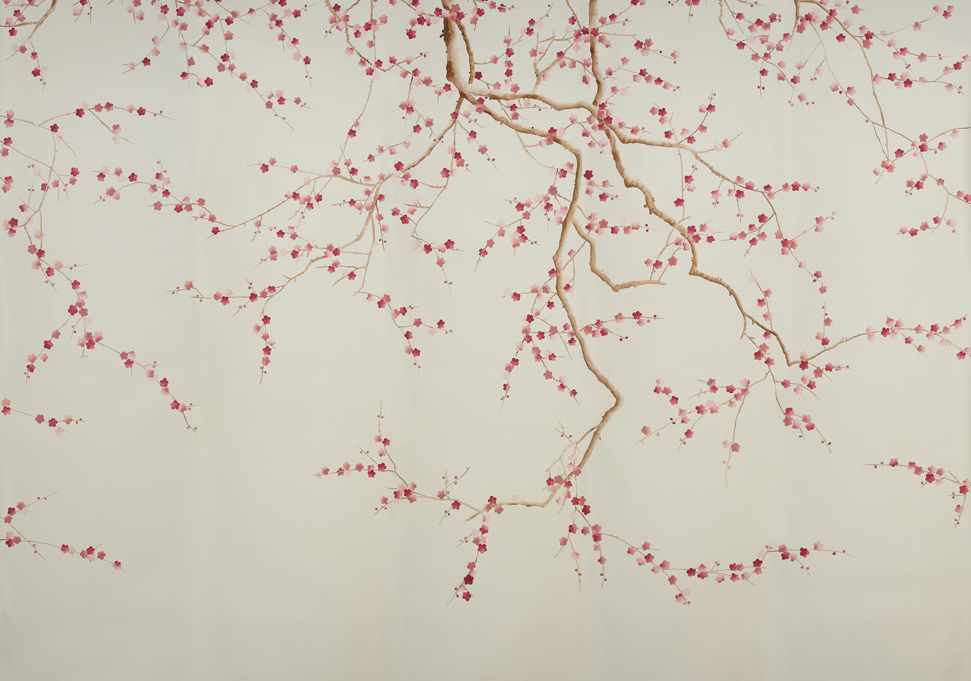 Обои ручная роспись Plum Blossom Blossom on Satin Grey dyed silk Обои ручная роспись Plum Blossom Blossom on Satin Grey dyed silk - постер Loft-Concept в Костроме