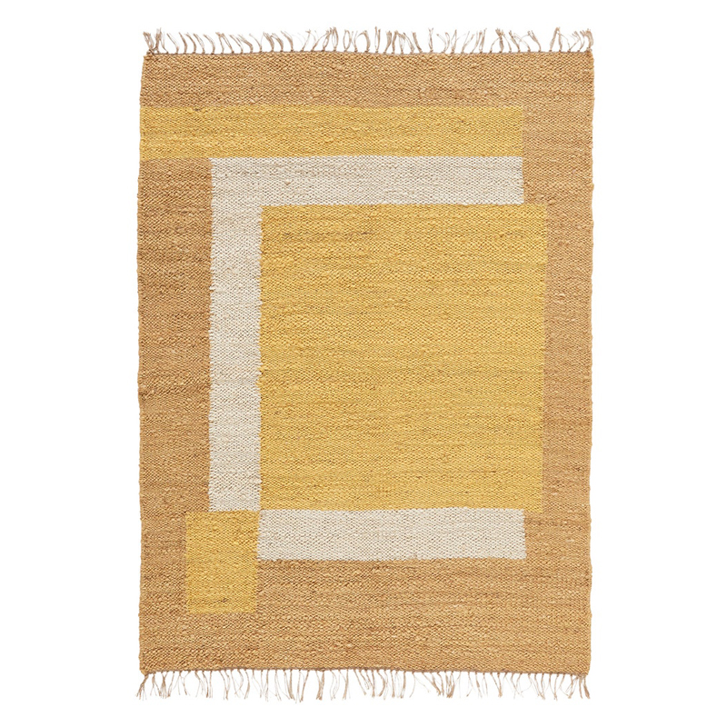 Ковер с бахромой Carpet Yellow 100% джут Бежевый Желтый Коричневый Ковер с бахромой Carpet Yellow 100% джут Бежевый Желтый Коричневый в Костроме | Loft Concept