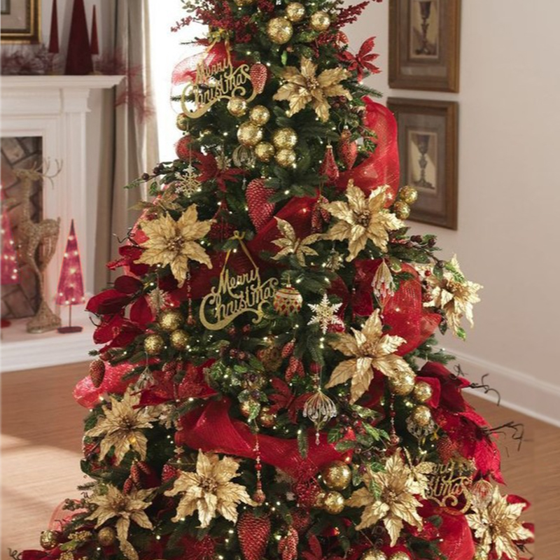 Дизайнерская Елка с Красным и Золотым новогодним декором Christmas Tree Golden Flowers Красный Золотой Дизайнерская Елка с Красным и Золотым новогодним декором Christmas Tree Golden Flowers Красный Золотой в Костроме | Loft Concept
