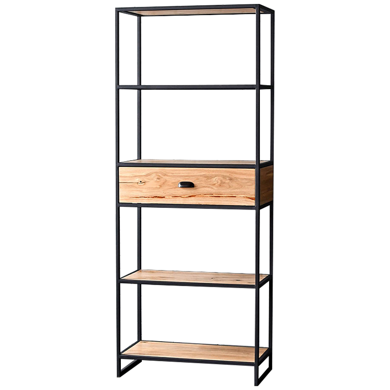 Стеллаж Kline Industrial Metal Rust Rack Черный Древесина Стеллаж Kline Industrial Metal Rust Rack Черный Древесина в Костроме | Loft Concept