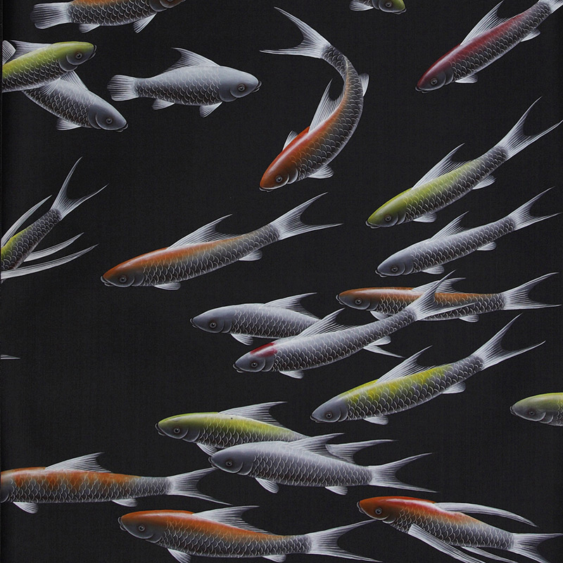 Обои ручная роспись Fishes Koi on Pitch dyed silk Обои ручная роспись Fishes Koi on Pitch dyed silk в Костроме | Loft Concept