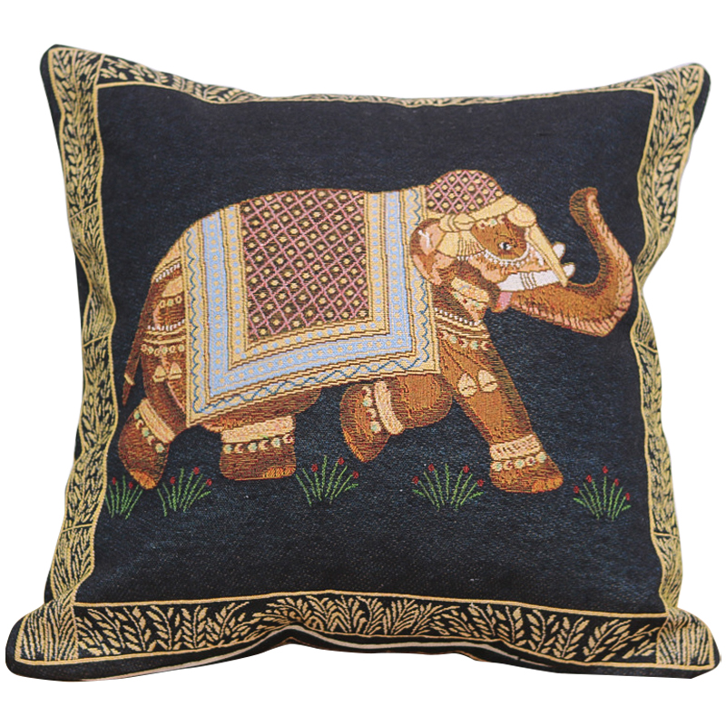 Декоративная подушка Indian Elephant Black Мульти Черный Декоративная подушка Indian Elephant Black Мульти Черный в Костроме | Loft Concept