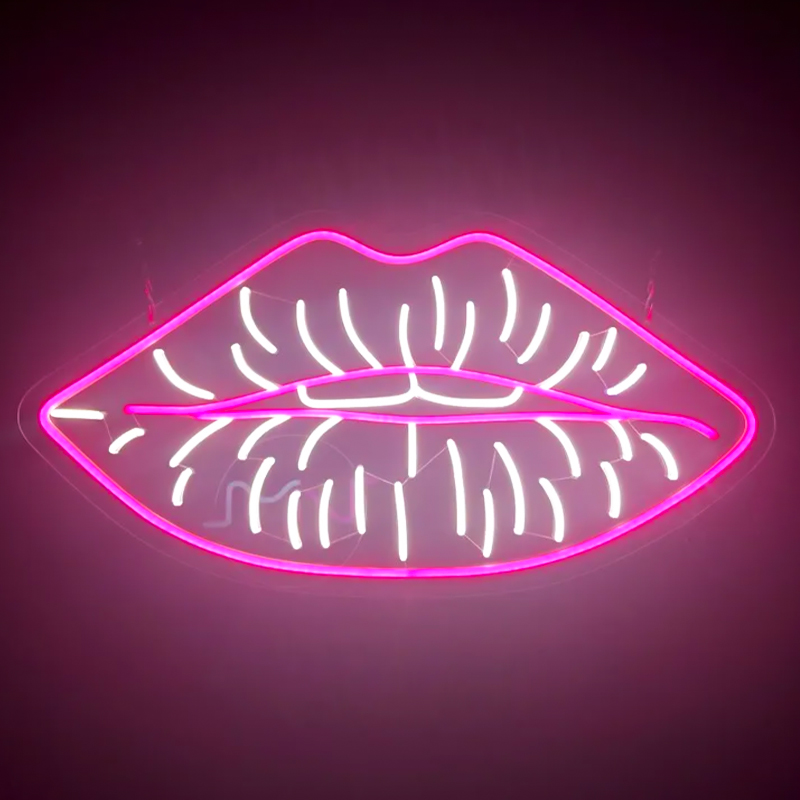 Неоновая настенная лампа Lips Neon Wall Lamp Розовый Белый Неоновая настенная лампа Lips Neon Wall Lamp Розовый Белый в Костроме | Loft Concept