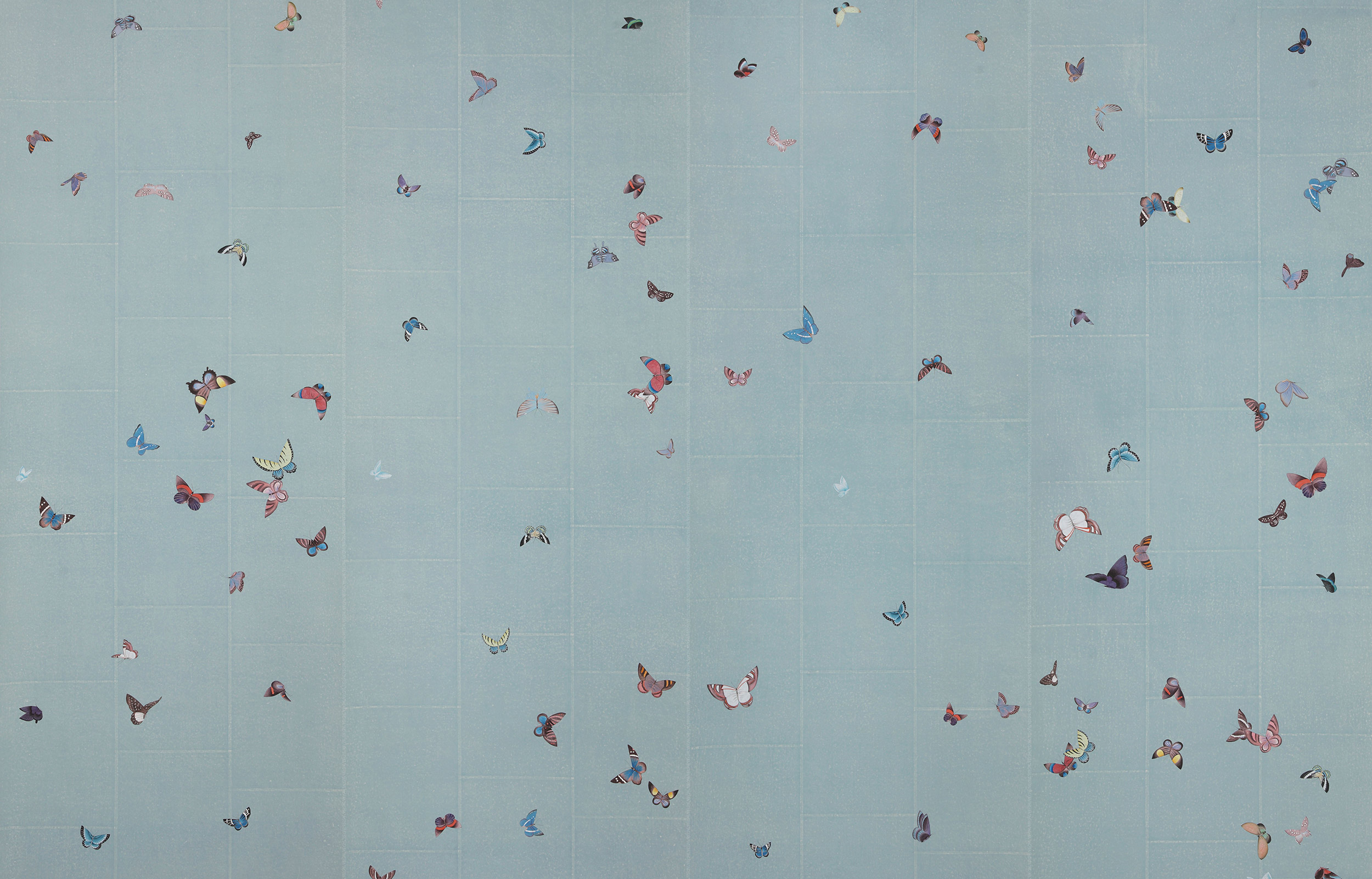 Обои ручная роспись Butterflies Icarus on Azure India tea paper Обои ручная роспись Butterflies Icarus on Azure India tea paper - постер Loft-Concept в Костроме