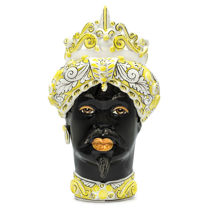 Ваза VASE MORO MAN MEDIUM yellow Черный Белый Желтый Ваза VASE MORO MAN MEDIUM yellow Черный Белый Желтый в Костроме | Loft Concept