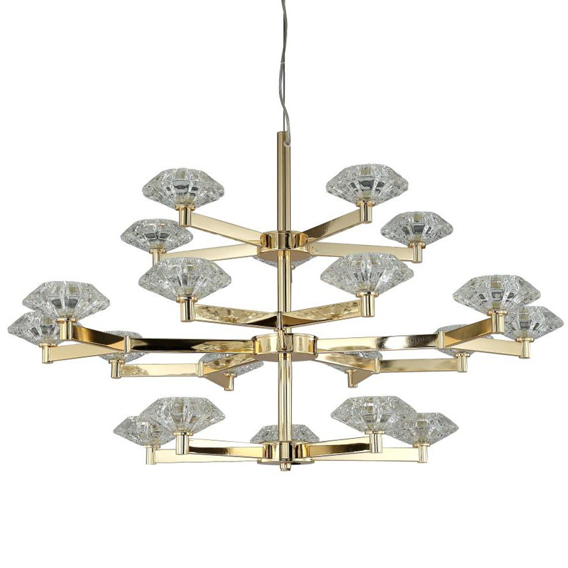 Люстра Yerker Chandelier Gold 20 Глянцевое золото Прозрачный Люстра Yerker Chandelier Gold 20 Глянцевое золото Прозрачный в Костроме | Loft Concept