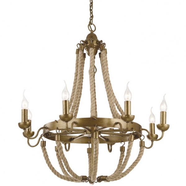 Люстра Rattan Chandelier Metall 8 Loft Rope Light Люстра Rattan Chandelier Metall 8 Loft Rope Light в Костроме | Loft Concept