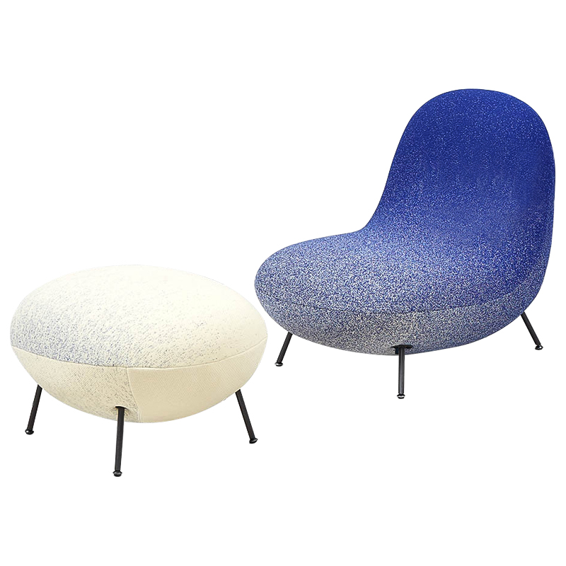 Кресло и пуф Whitney Gradient Armchair and Ottoman Синий Молочный Кресло и пуф Whitney Gradient Armchair and Ottoman Синий Молочный в Костроме | Loft Concept
