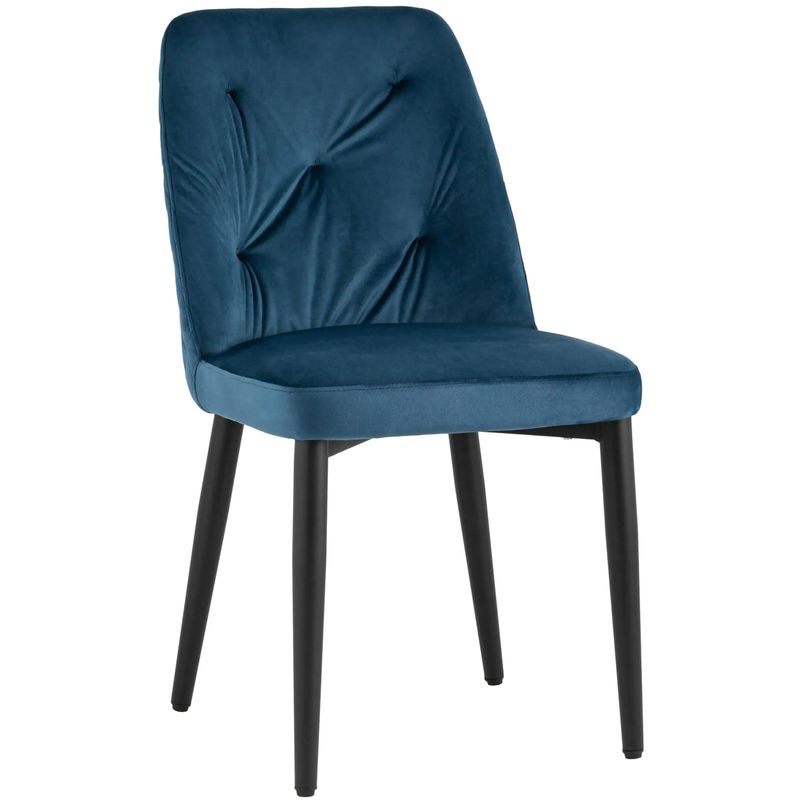 Стул Emma Chair Синий Велюр Синий Черный Стул Emma Chair Синий Велюр Синий Черный в Костроме | Loft Concept