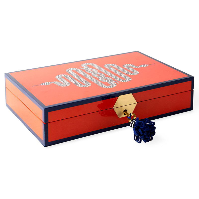 Шкатулка EDEN LACQUER JEWELRY BOX Jonathan Adler Оранжевый Синий Золотой Белый Черный Шкатулка EDEN LACQUER JEWELRY BOX Jonathan Adler Оранжевый Синий Золотой Белый Черный в Костроме | Loft Concept