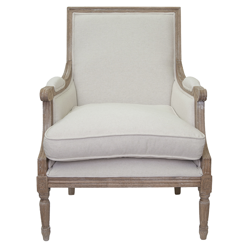 Кресло William Classical Armchair beige flax Бежевый Коричневый Кресло William Classical Armchair beige flax Бежевый Коричневый в Костроме | Loft Concept