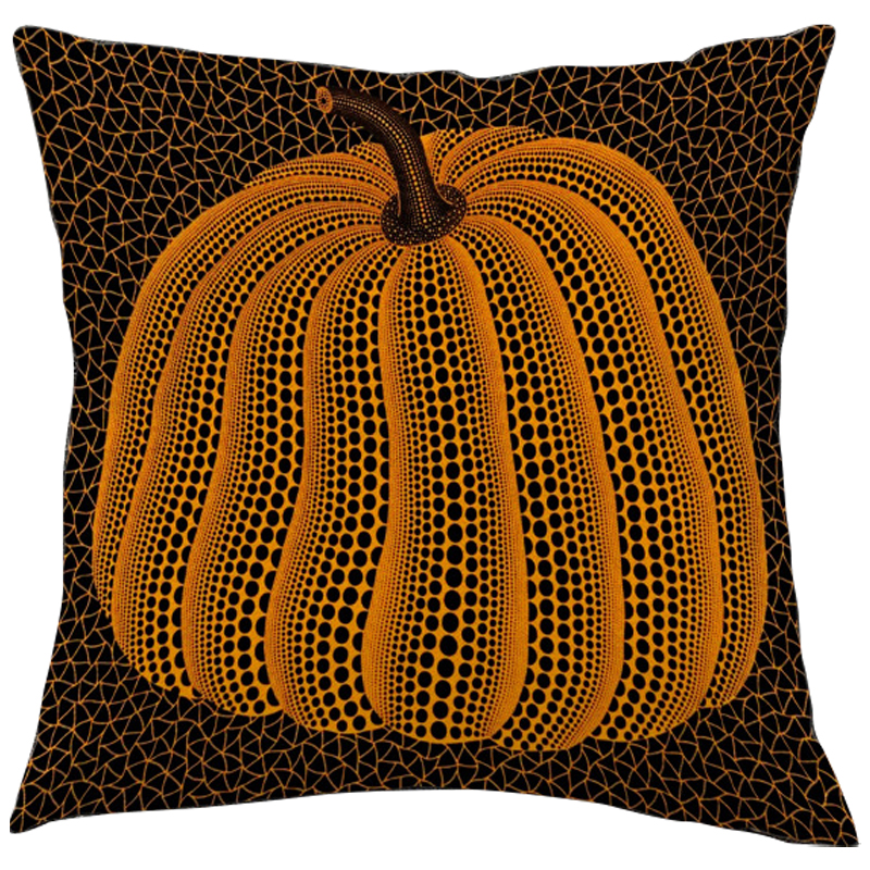 Декоративная подушка Yayoi Kusama Pumpkin Orange Черный Оранжевый Декоративная подушка Yayoi Kusama Pumpkin Orange Черный Оранжевый в Костроме | Loft Concept