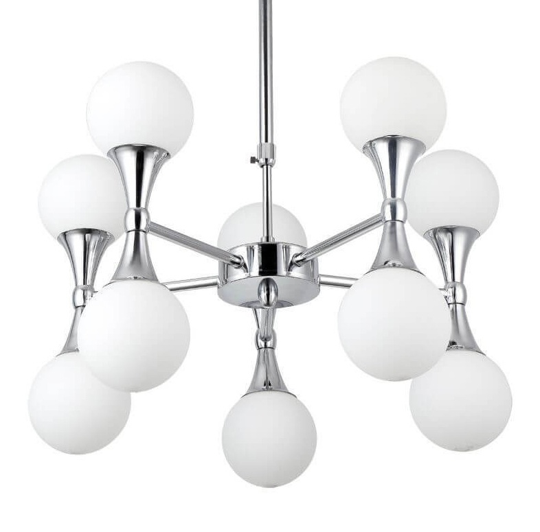 Люстра Ball Valley Chandelier Chromium 10 Белый Хром в Костроме | Loft Concept 