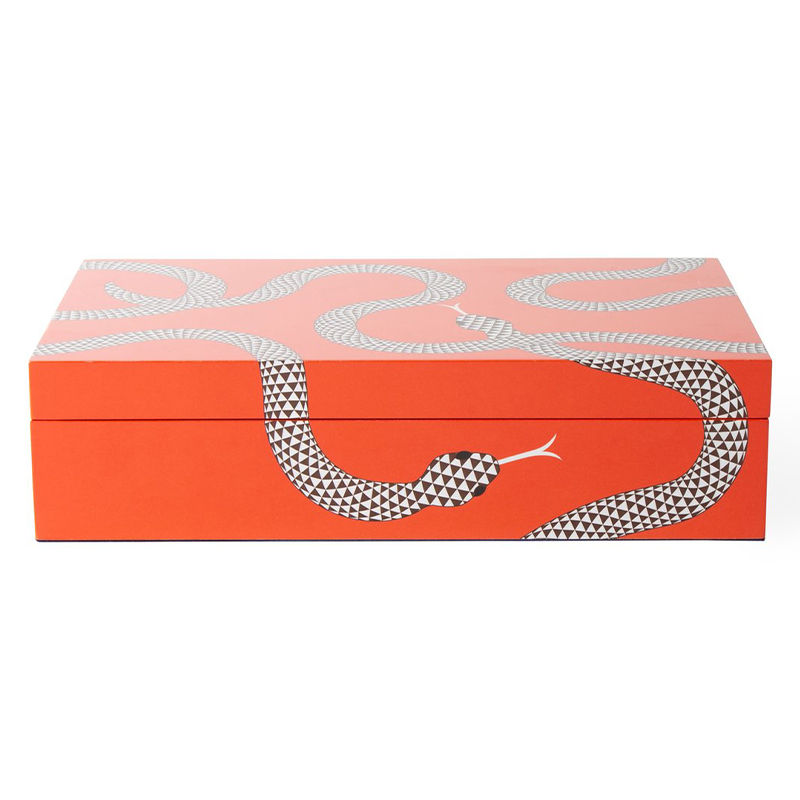 Шкатулка LARGE EDEN LACQUER BOX Jonathan Adler Оранжевый Темно-синий Шкатулка LARGE EDEN LACQUER BOX Jonathan Adler Оранжевый Темно-синий в Костроме | Loft Concept